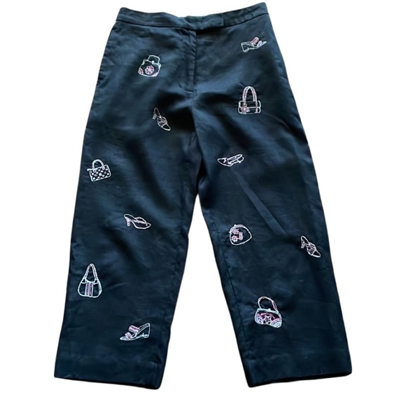 Dean & White Pants - Dean & White Black Linen Embroidered Pants Size 8P